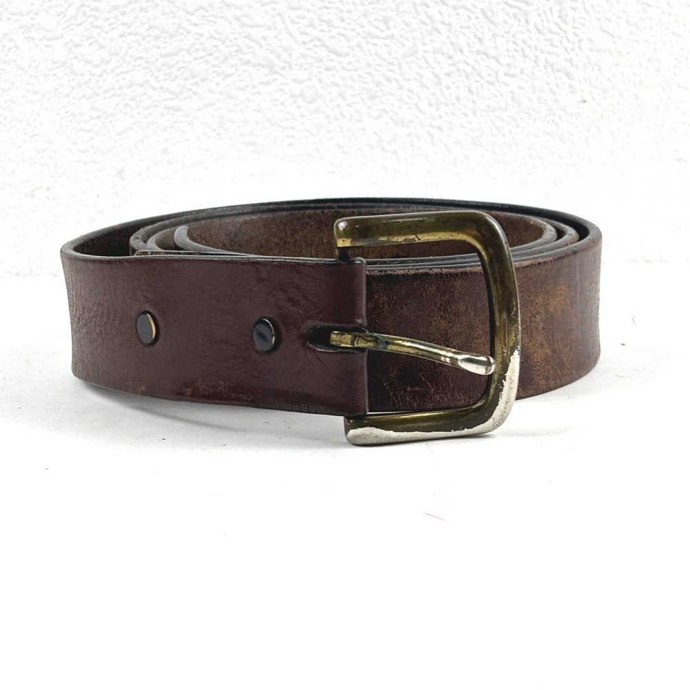 Carhartt Leather Belt Mens 44 Brown Rugged Workwear Brass Buckle Utility Western
